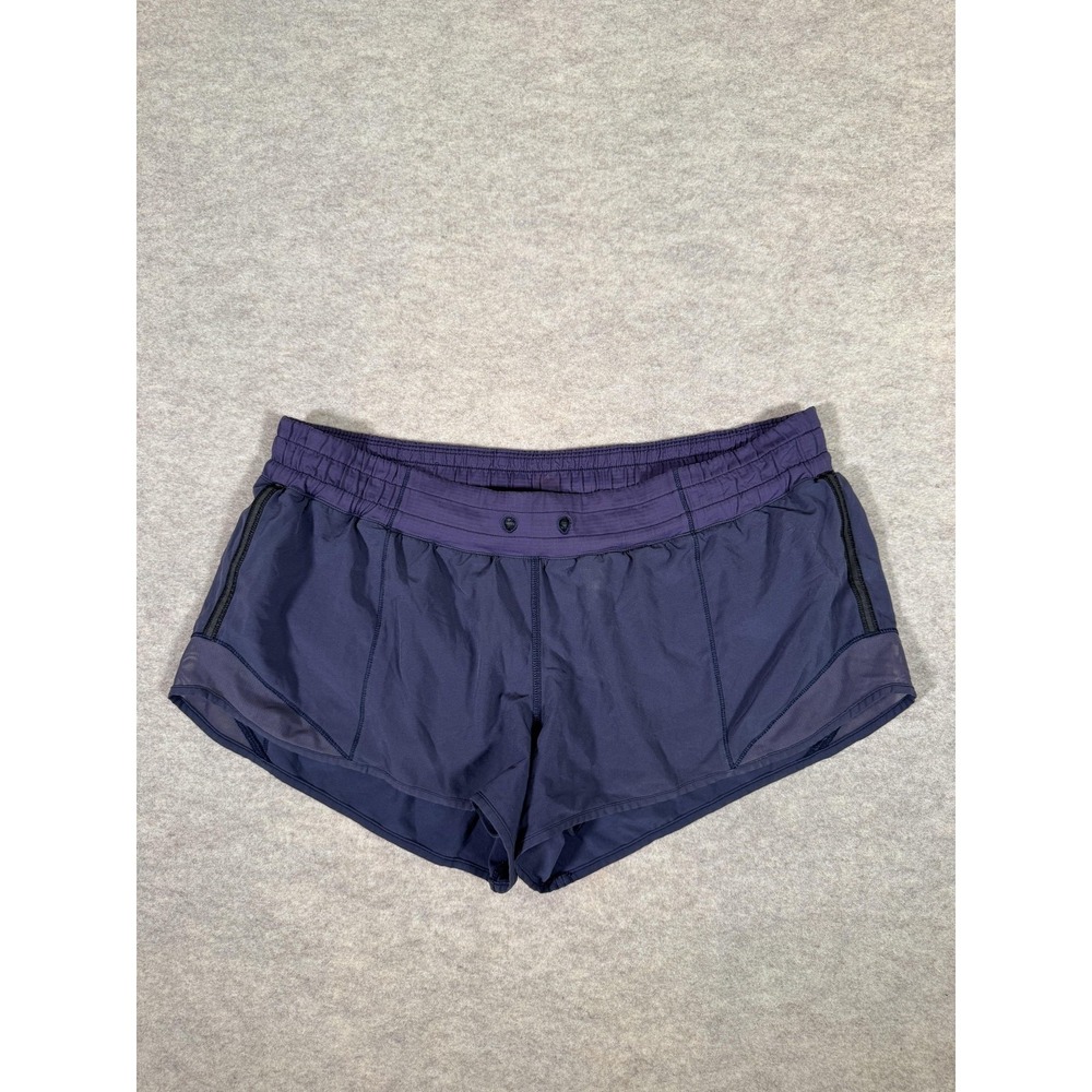 Lululemon Running Shorts Womens 8 Blue Lined Zip Pocket Mesh 2.5 In Athletic